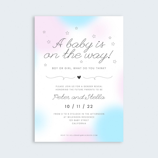 Flat Gender Reveal Invitation