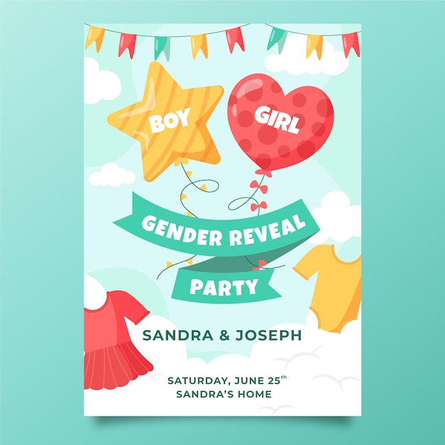 Flat Gender Reveal Invitation