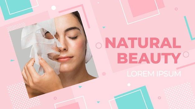 Free vector flat geometric beauty youtube thumbnail