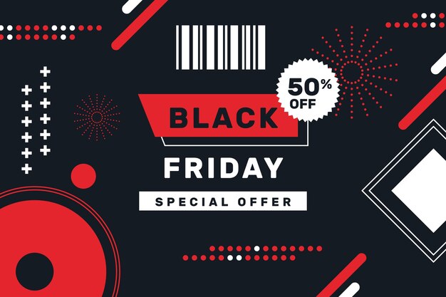 Flat geometric black friday background