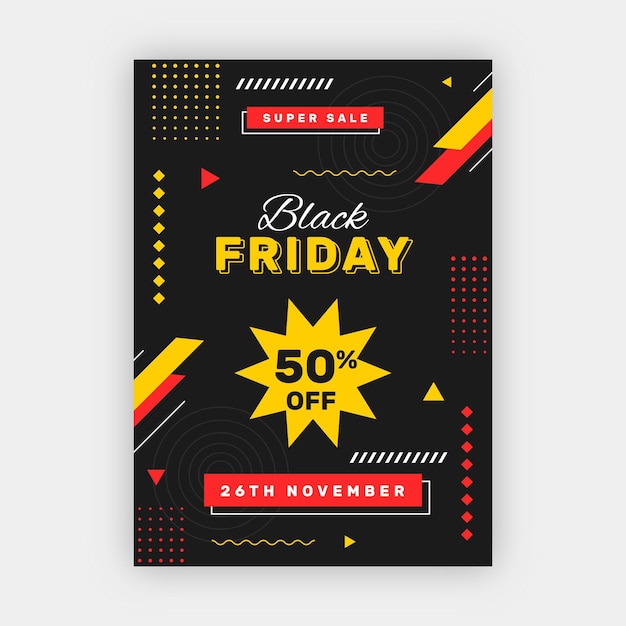 Flat geometric black friday vertical poster template