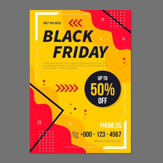 Flat geometric black friday vertical poster template