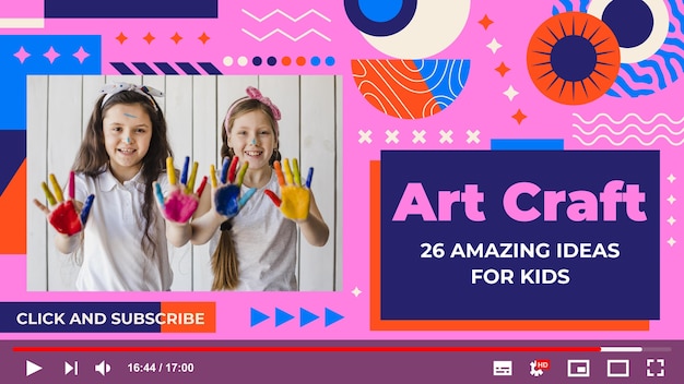 Flat geometric craft youtube thumbnail template