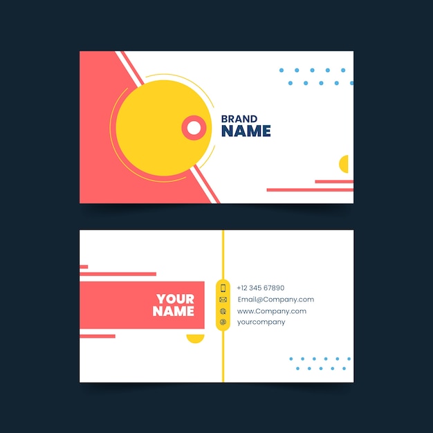 Free vector flat geometric double-sided horizontal business card template