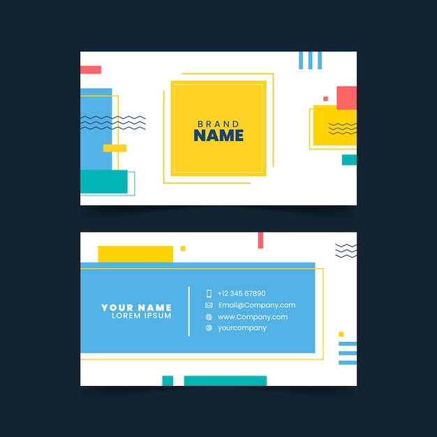 Free vector flat geometric double-sided horizontal business card template