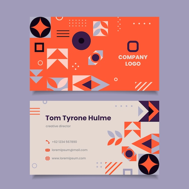 Free vector flat geometric double-sided horizontal business card template