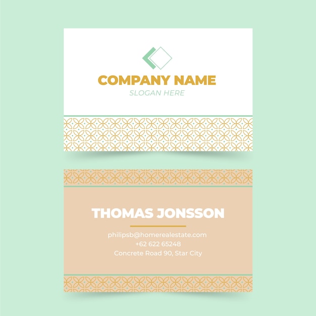 Free vector flat geometric double-sided horizontal business card template