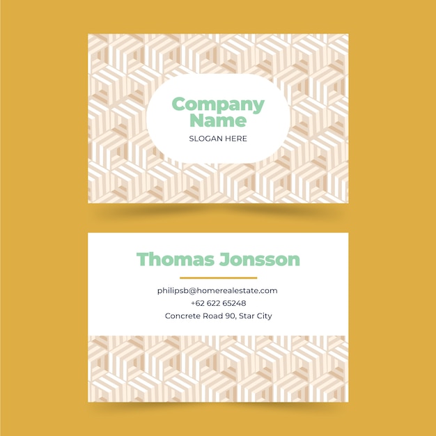 Free vector flat geometric double-sided horizontal business card template