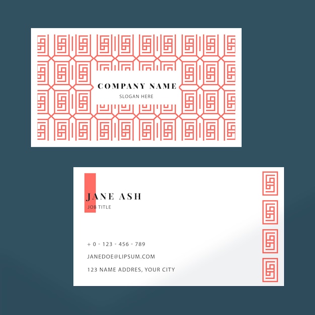 Flat geometric double-sided horizontal business card template