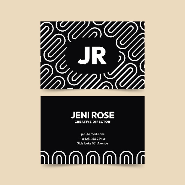 Flat geometric double-sided horizontal business card template