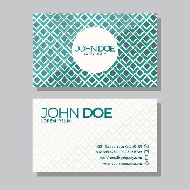 Flat geometric double-sided horizontal business card template