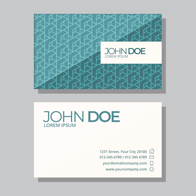 Flat geometric double-sided horizontal business card template