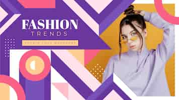 Free vector flat geometric fashion youtube thumbnail