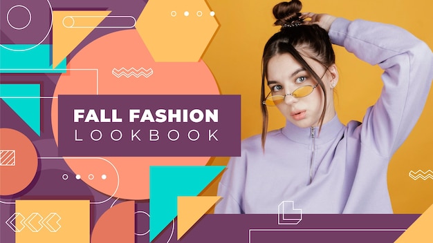 Free vector flat geometric fashion youtube thumbnail