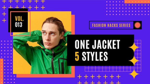 Free vector flat geometric fashion youtube thumbnail