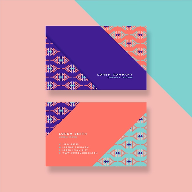 Free vector flat geometric horizontal double-sided business card template