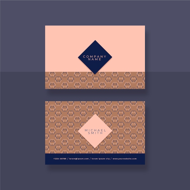 Flat geometric horizontal double-sided business card template