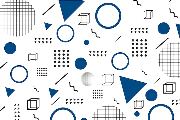 Flat geometric models on classic blue background