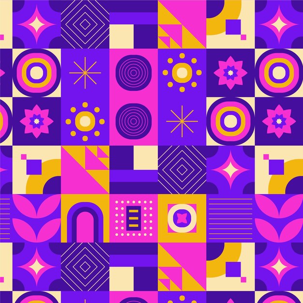 Flat geometric mosaic pattern design