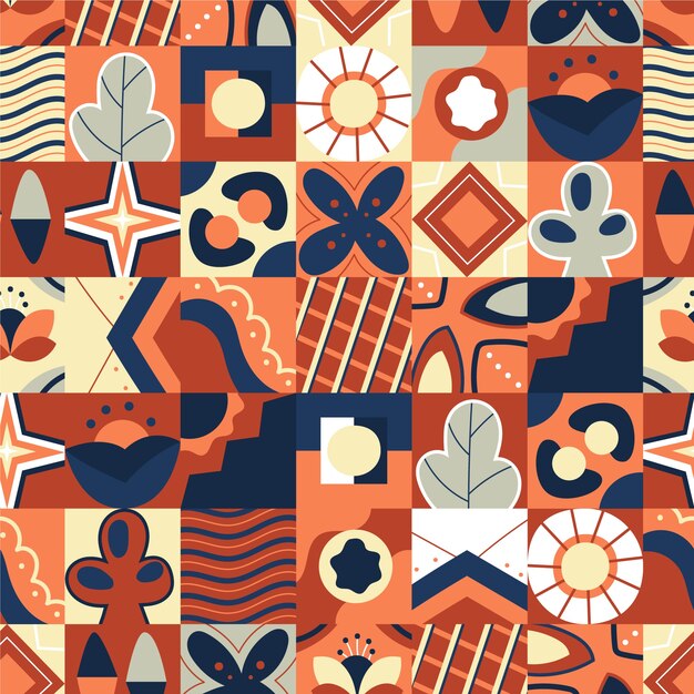 Flat geometric mosaic pattern design