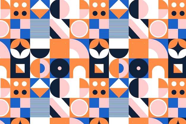 Flat geometric mosaic pattern design