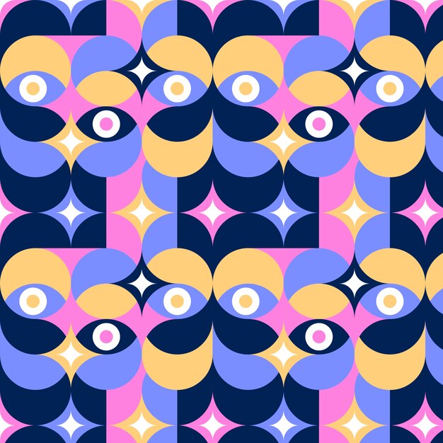 Flat geometric mosaic pattern design