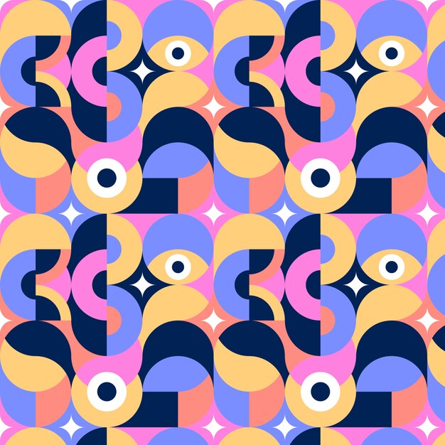 Flat geometric mosaic pattern design