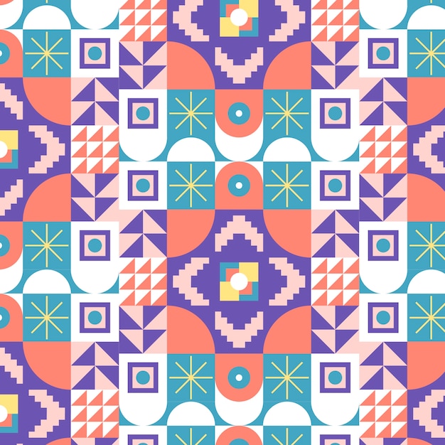 Flat geometric mosaic pattern design