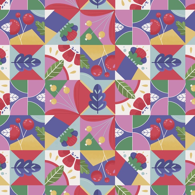 Flat geometric mosaic pattern design