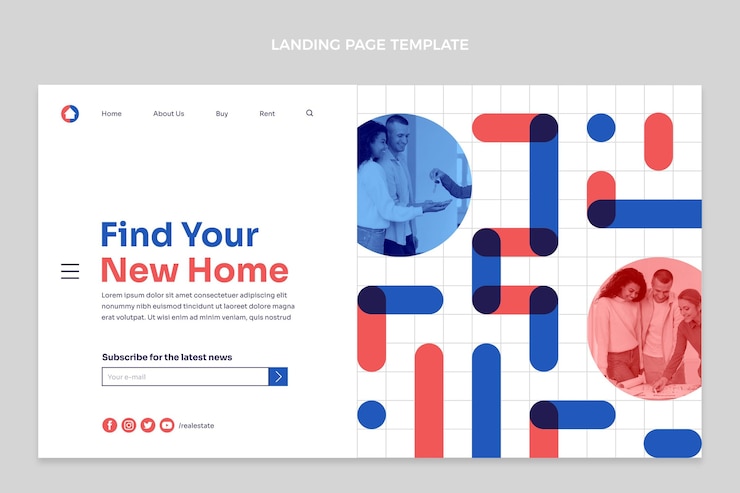 Free Vector flat geometric real estate landing page
