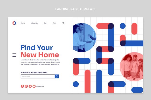 Flat geometric real estate landing page