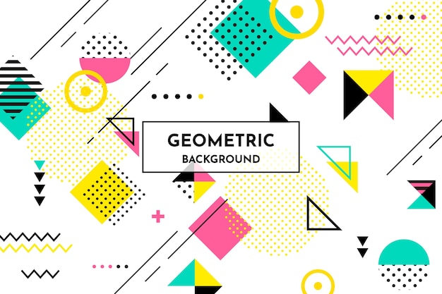 Flat geometric shapes background