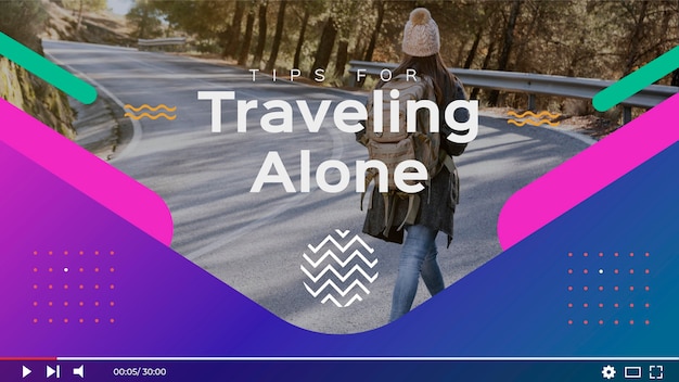 Free vector flat geometric travel youtube thumbnail