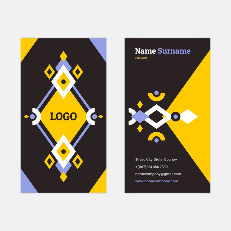 Free Vector flat geometric vertical business card template