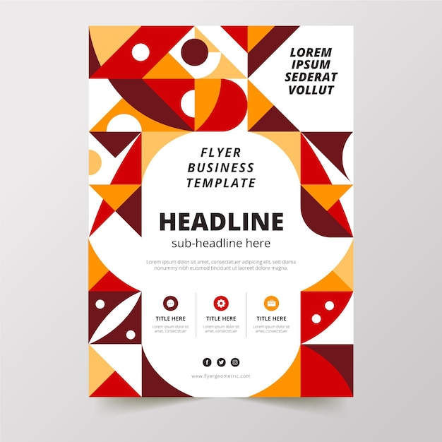 Flat geometric vertical business flyer template