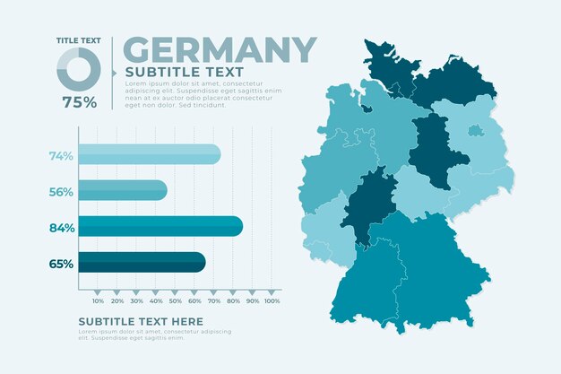 フラットドイツ地図インフォグラフィック