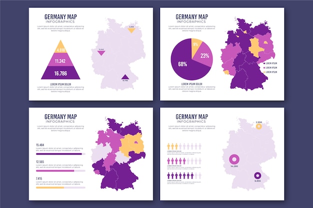 Flat germany map infographic