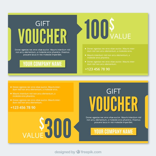 Free vector flat gift coupons with abstract design