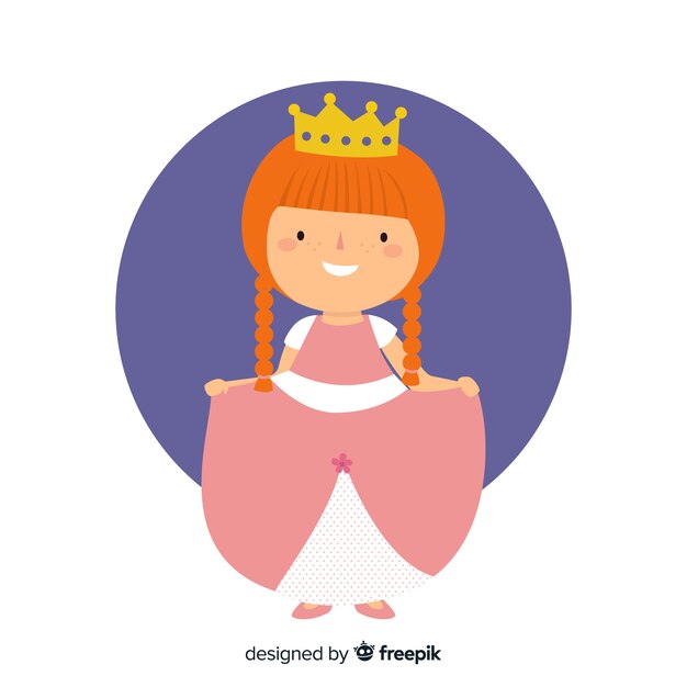 Flat ginger princess illustration