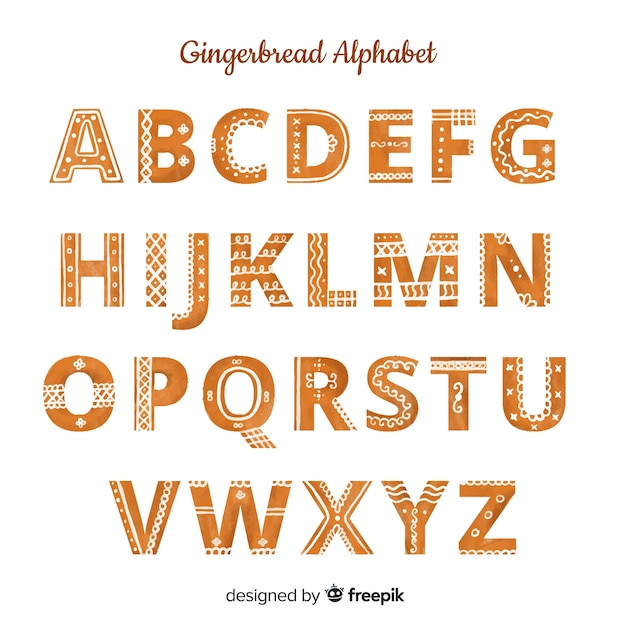 Flat gingerbread alphabet