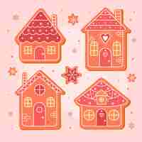무료 벡터 분홍색 표면에 플랫 진저 하우스 컬렉션