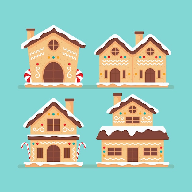 Flat gingerbread house collection