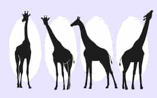 Free vector flat giraffe silhouettes collection