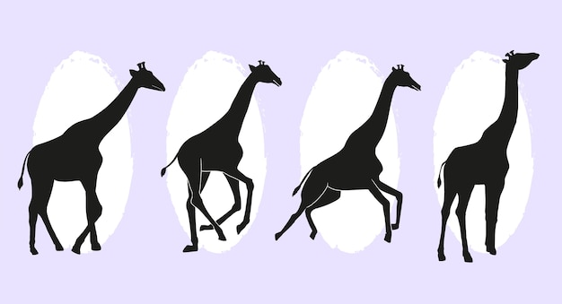 Free vector flat giraffe silhouettes collection