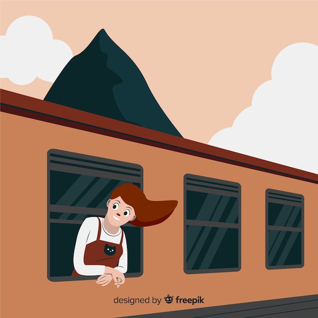 Free vector flat girl traveling