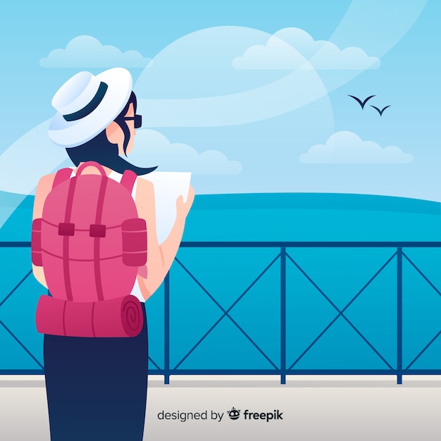 Free vector flat girl traveling