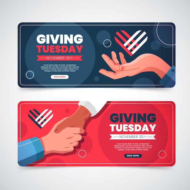 Free vector flat giving tuesday horizontal banners set