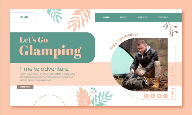 Flat glamping landing page template