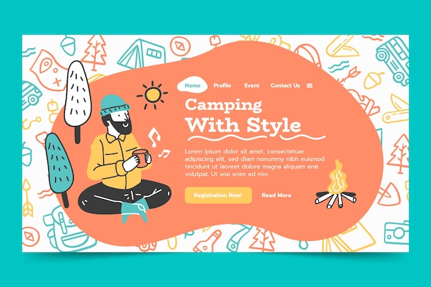 Flat glamping landing page template