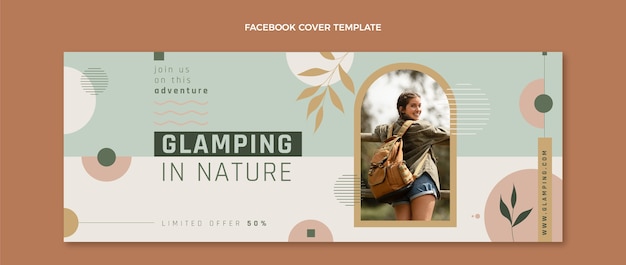 Free vector flat glamping social media cover template